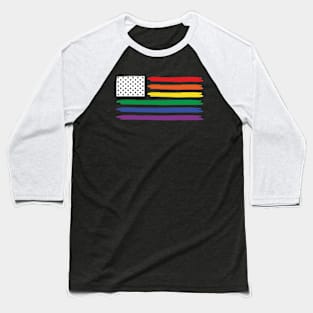 LGBTQ American Flag USA Progressive New Pride Gay Flag Baseball T-Shirt